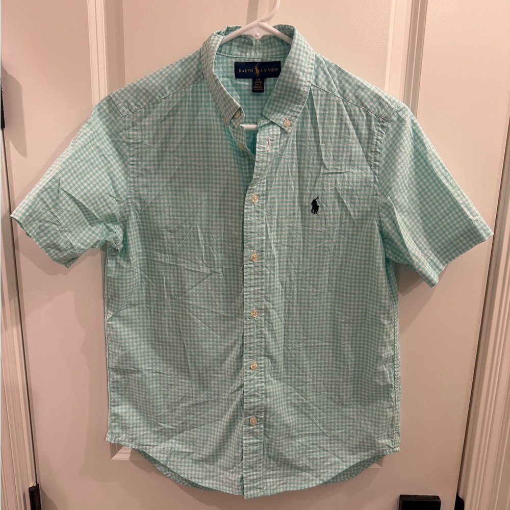 Ralph Lauren Boys Mint Checkered Short Sleeve Shirt